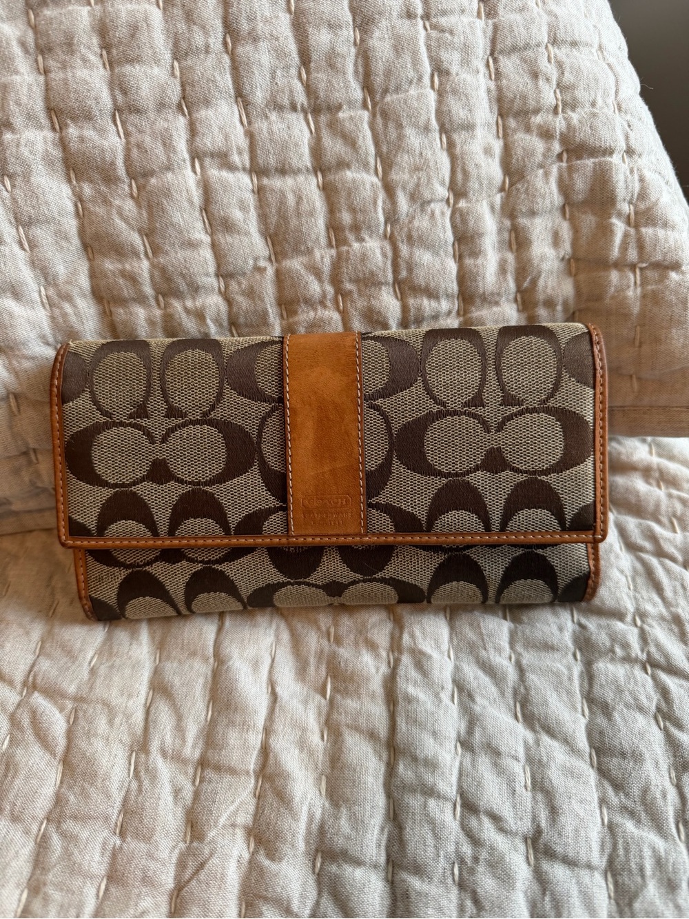 Coach Y2K Vintage Signature C Canvas & Vacheta leather Trifold Wallet